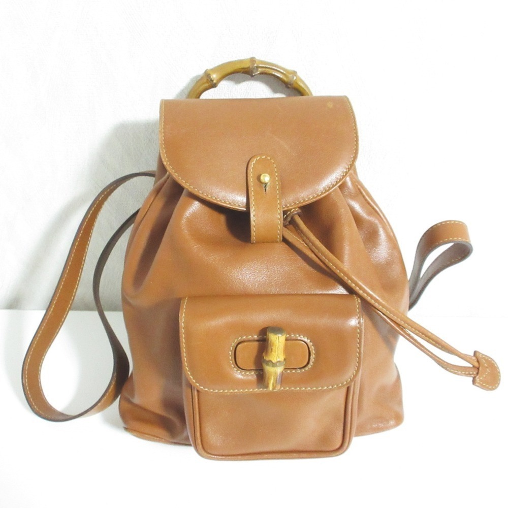 GUCCI Bamboo Leather Mini Backpack 003 2058 0030 Brown Women's